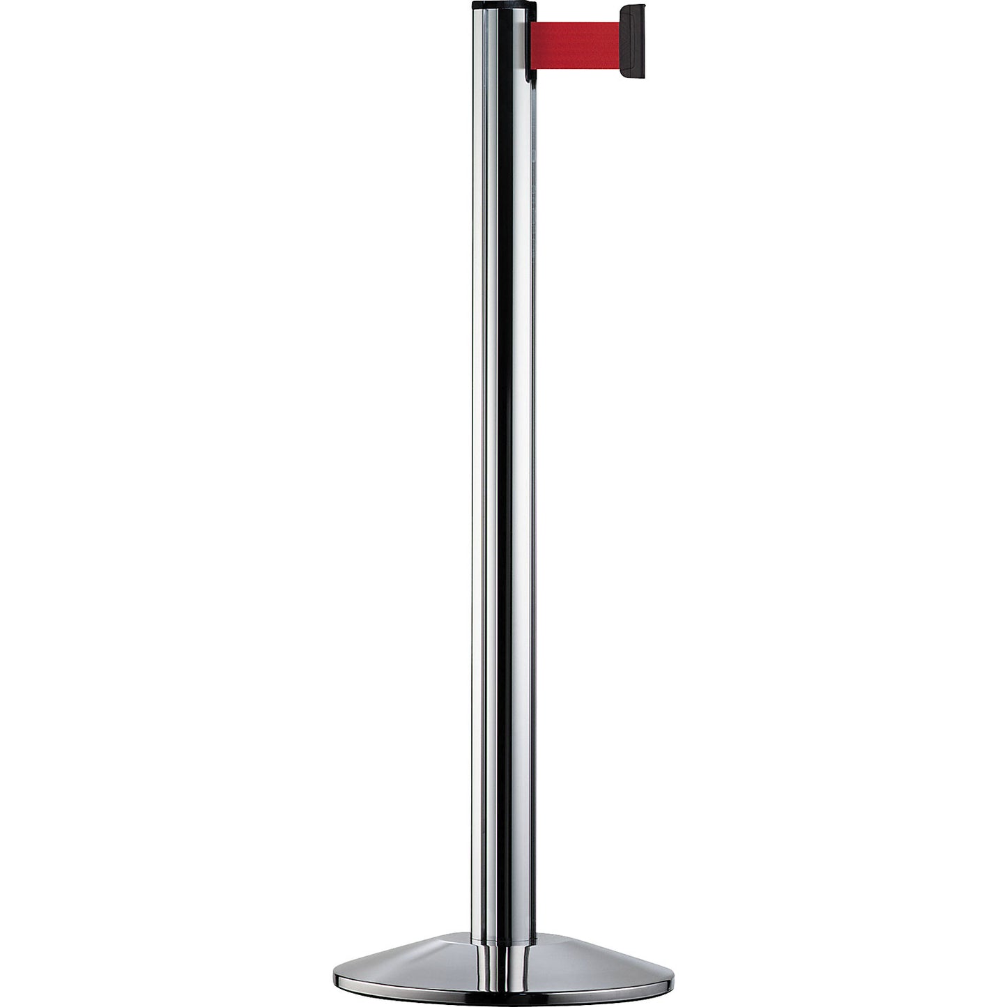 Beltrac EXTEND belt post, aluminium, polished chrome post, belt red.