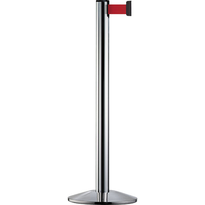 Beltrac EXTEND belt post, aluminium, polished chrome post, belt red.