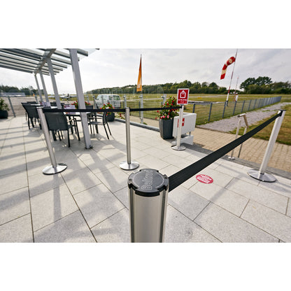 Beltrac EXTEND belt post, aluminium, brushed chrome post, belt black.