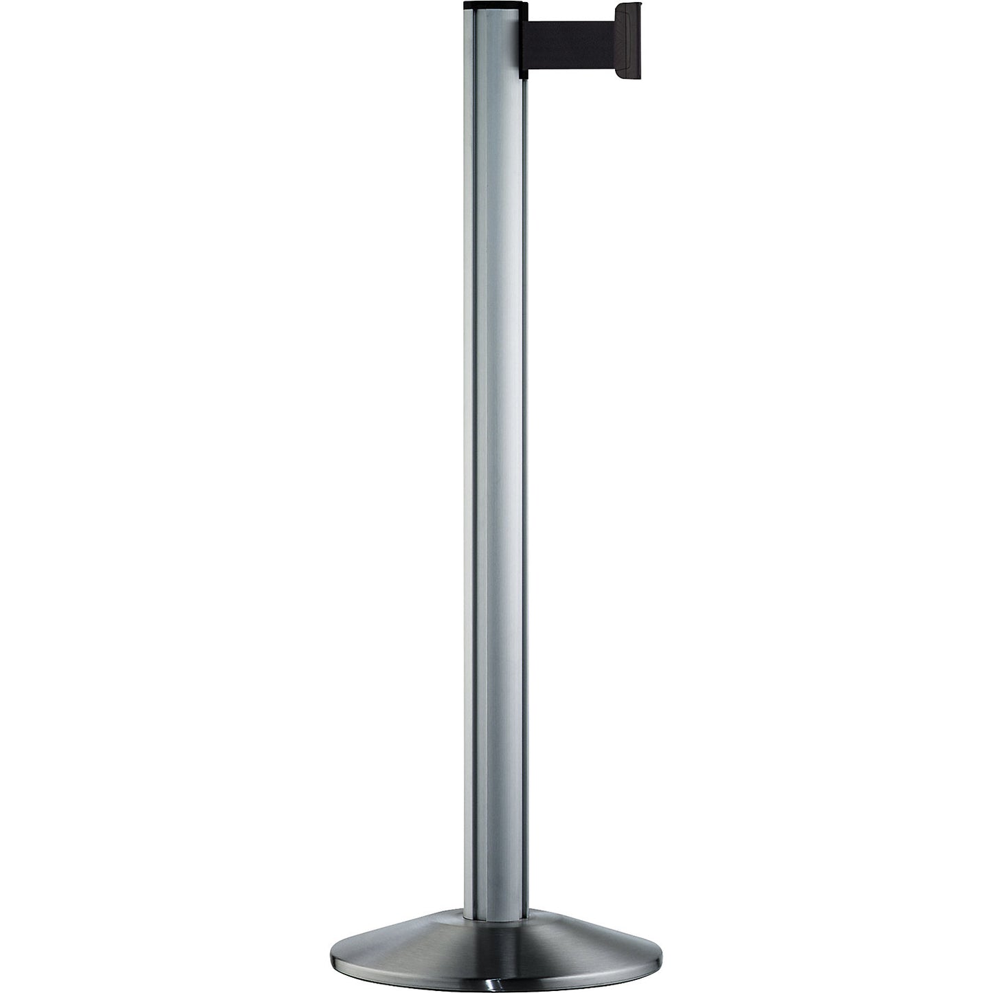 Beltrac EXTEND belt post, aluminium, brushed chrome post, belt black.