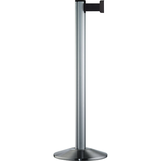 Beltrac EXTEND belt post, aluminium, brushed chrome post, belt black.