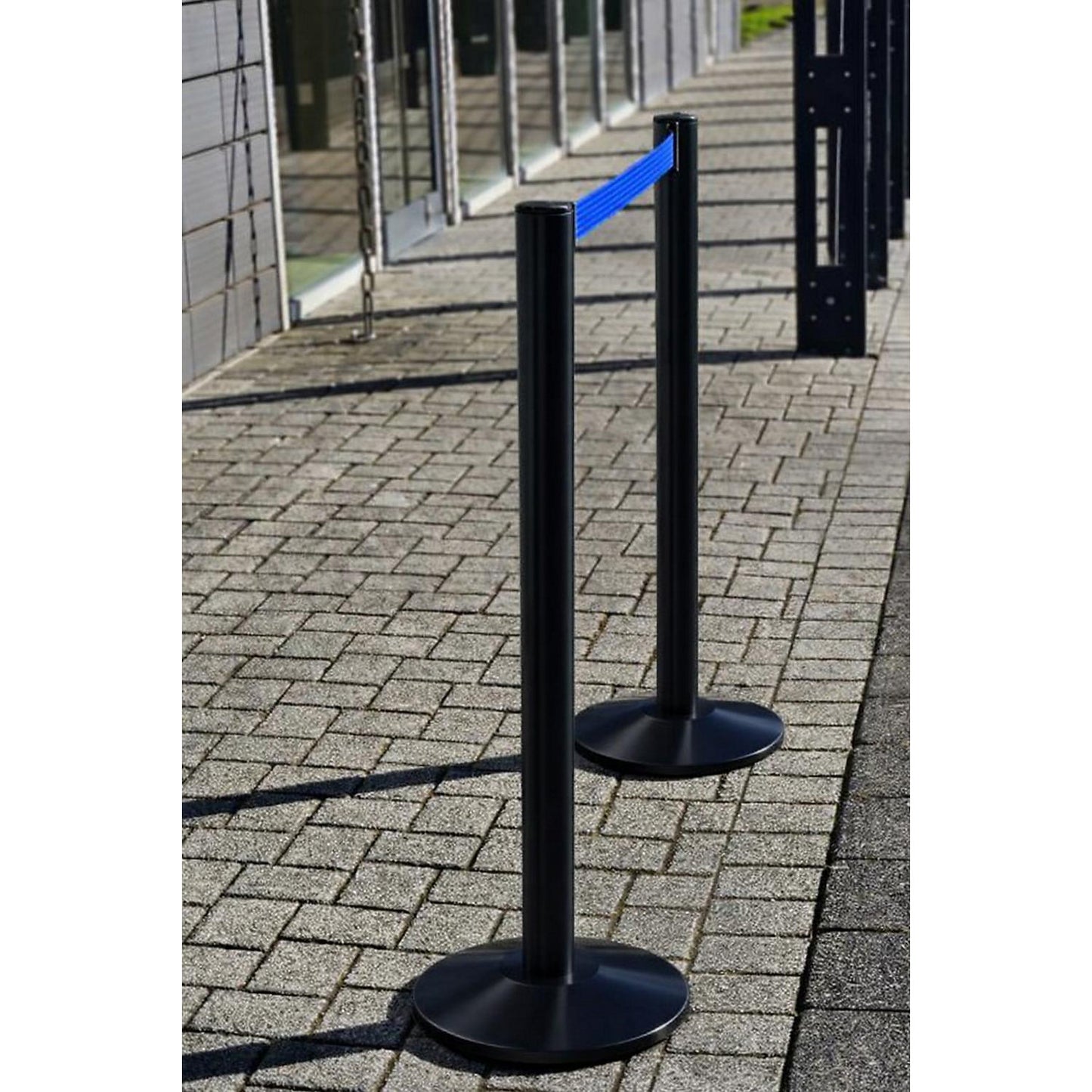 Beltrac EXTEND belt post, aluminium, post black, belt blue.