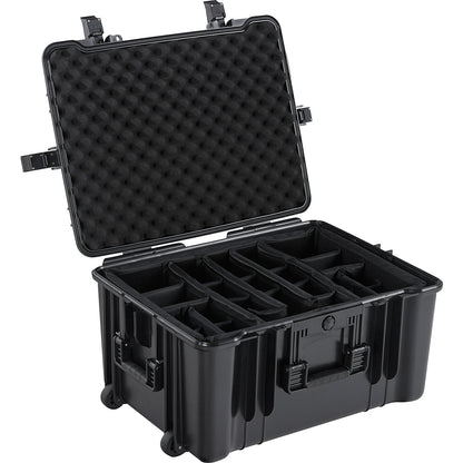 Universal foam case, 70 l, with dividers, external LxWxH 665 x 495 x 340 mm, black.