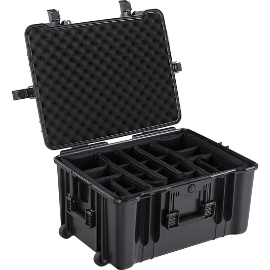 Universal foam case, 70 l, with dividers, external LxWxH 665 x 495 x 340 mm, black.