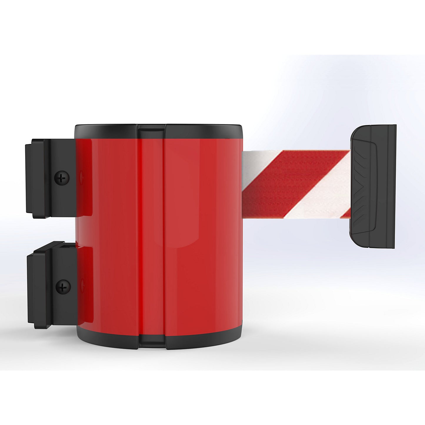 Aluminium belt cassette, wall XXL, 12 m extension, belt colour red/white, housing colour red, magnetic.