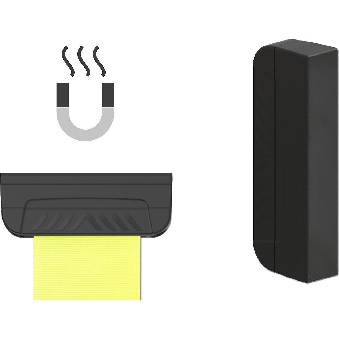 Aluminium belt cassette, wall XXL, 12 m extension, belt colour red/white, housing colour black, magnetic.