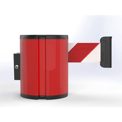 Aluminium belt cassette, wall XL, extension 7 m, belt colour red/white, housing colour red.