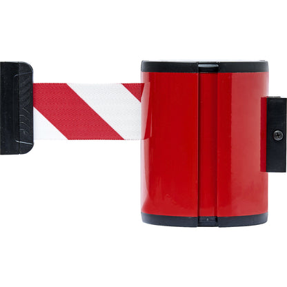 Aluminium belt cassette, wall XL, extension 7 m, belt colour red/white, housing colour red.