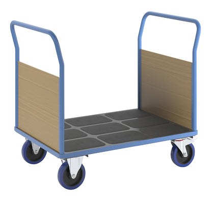 Platform truck with wooden panels, with 2 end panels, LxW 1150 x 800 mm, solid elastic.