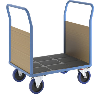 Platform truck with wooden panels, with 2 end panels, LxW 1150 x 700 mm, solid elastic.