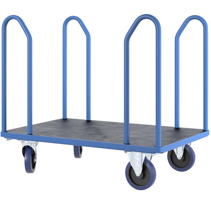Platform truck with side rails, elastic solid rubber tyres, LxW 1250 x 800 mm.