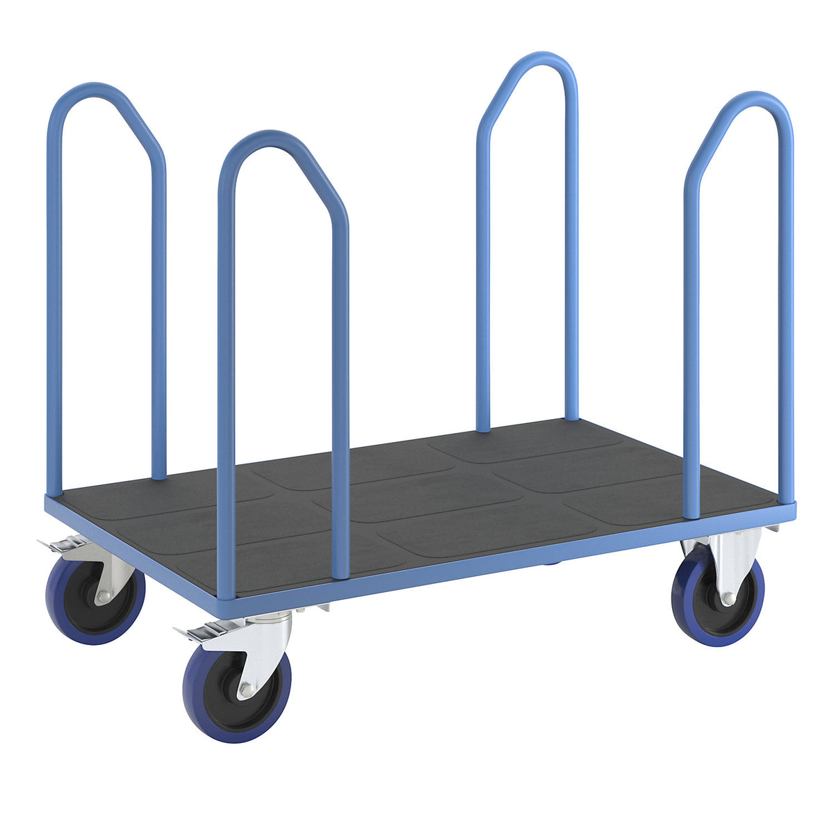 Platform truck with side rails, elastic solid rubber tyres, LxW 1250 x 800 mm.