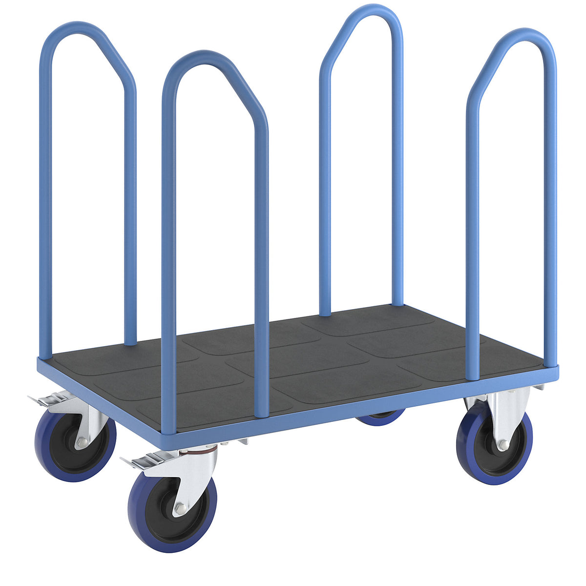 Platform truck with side rails, elastic solid rubber tyres, LxW 1050 x 700 mm.