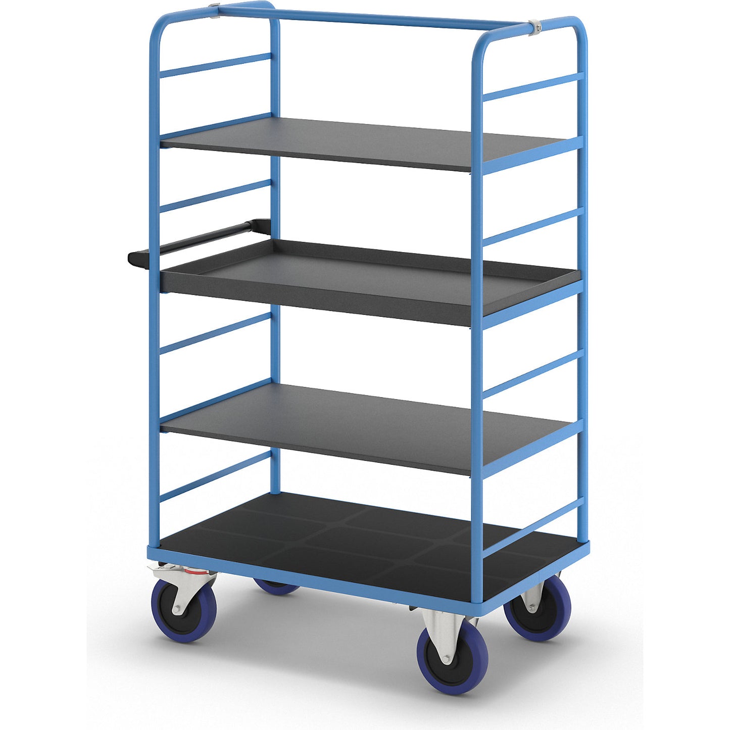 Shelf truck, 2 side panels, platform LxW 975 x 700 mm, 1 shelf, fully elastic.