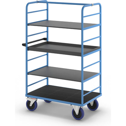 Shelf truck, 2 side panels, platform LxW 975 x 700 mm, 1 shelf, fully elastic.