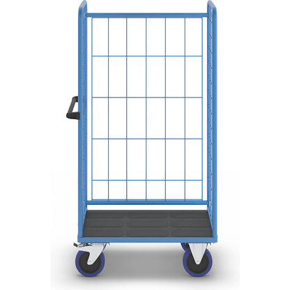 Shelf truck, with mesh panels on three sides, platform LxW 940 x 630 mm, 1 level.
