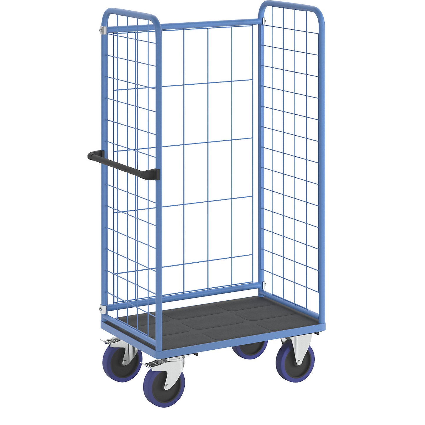 Shelf truck, with mesh panels on three sides, platform LxW 940 x 630 mm, 1 level.
