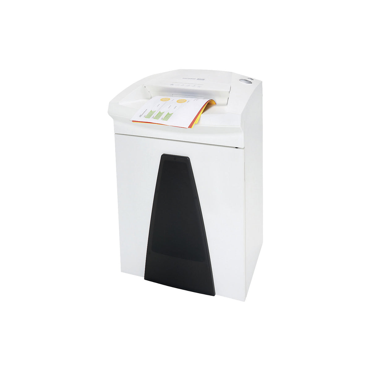 Document shredder for moderate use, collection capacity 34 l, particles, 4.5 x 30 mm.