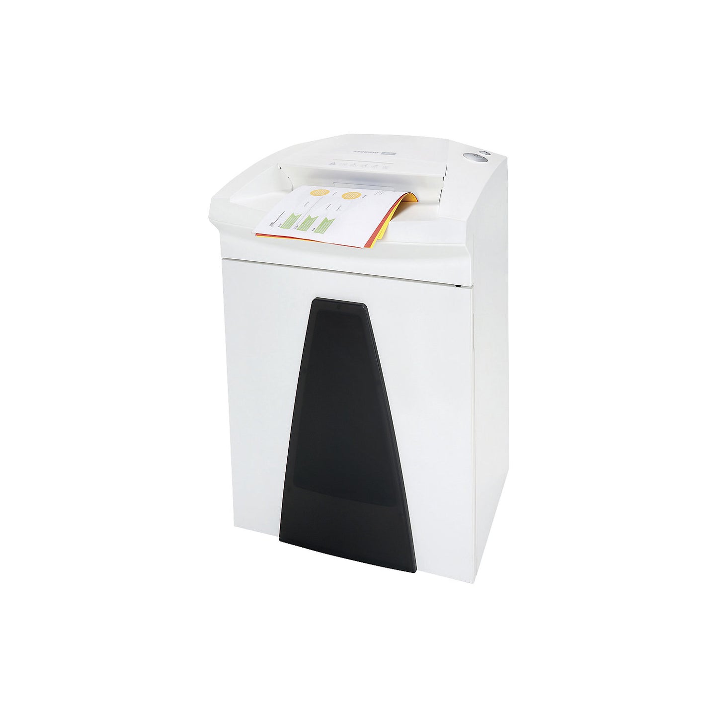 Document shredder for moderate use, collection capacity 34 l, particles, 4.5 x 30 mm.