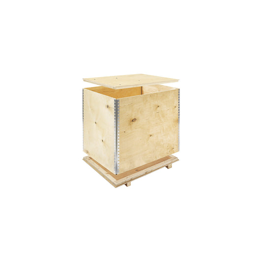 Wooden collapsible box, with runners, external LxWxH 755 x 595 x 727 mm.