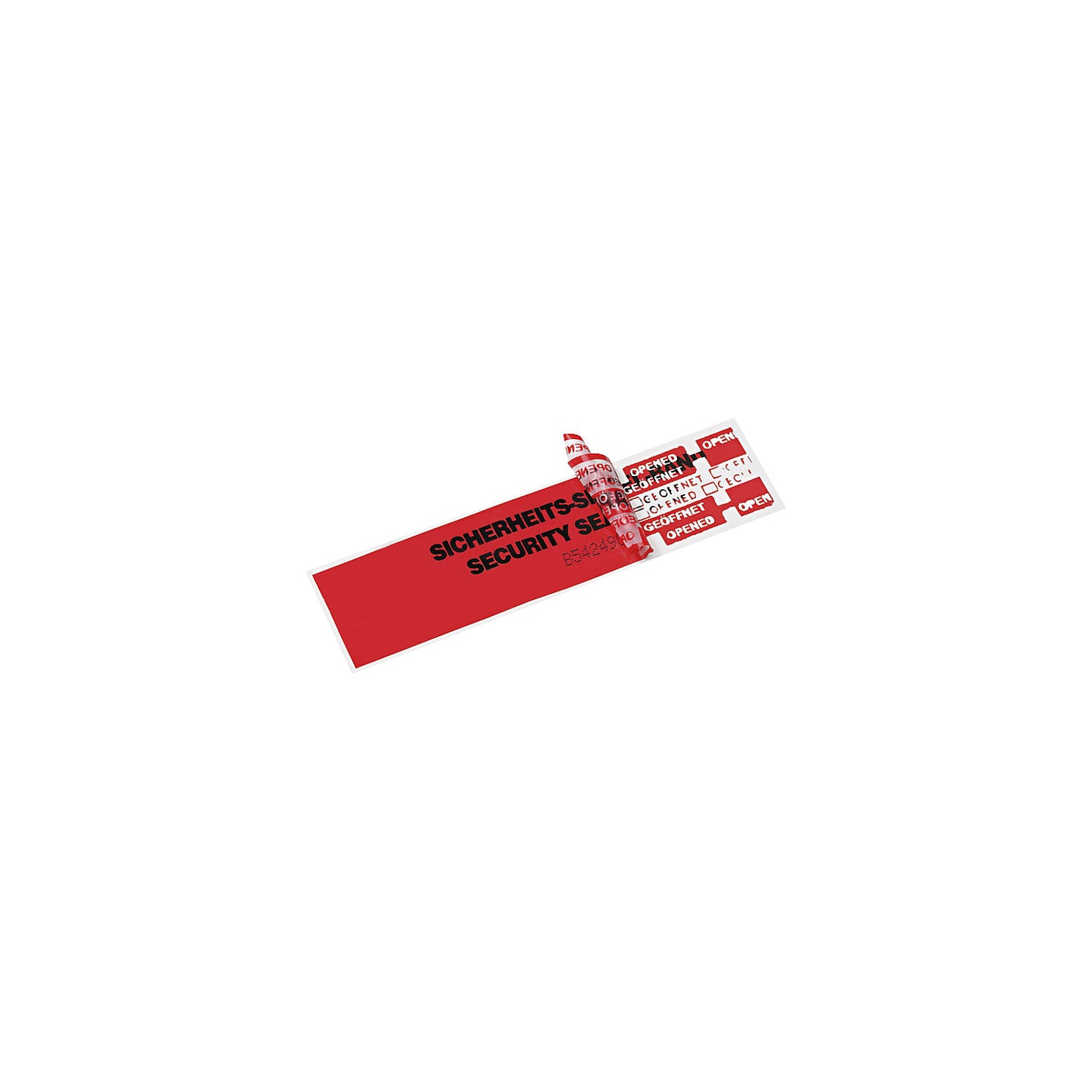 Security seal tape, made of PVC, red, tape width 50 mm.