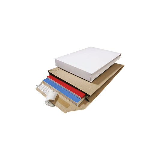 Solid cardboard folding bag, variable height, LxW 324 x 229 mm, white, window, pack of 100.