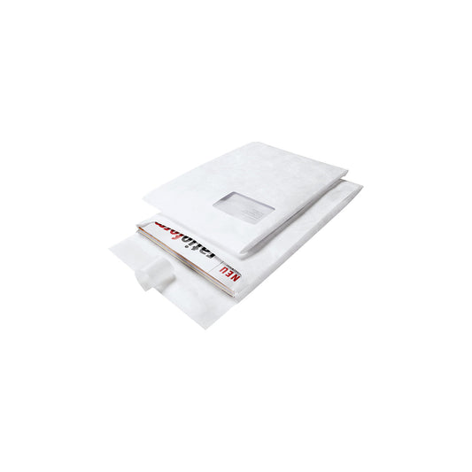 Tyvek® folding bag, tear resistant, waterproof, pack of 100, LxWxH 229 x 324 x 20 mm.