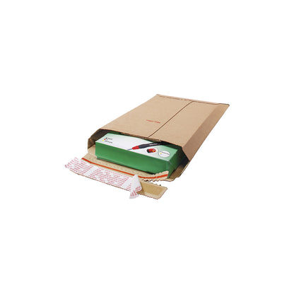 Expandable rigid envelope, edge protection, internal LxW 325 x 230 mm, brown, pack of 100.