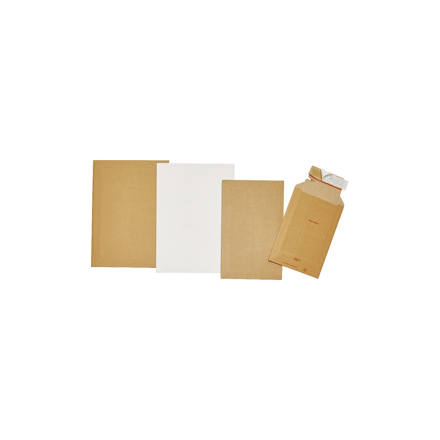 Expandable rigid envelope, edge protection, internal LxW 345 x 245 mm, white, pack of 100.