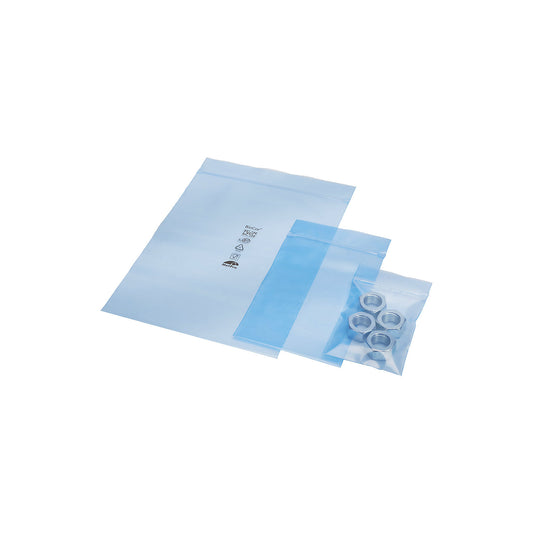 VCI pressure seal bags, pack of 100, LxW 300 x 250 mm, thickness 100 µm.