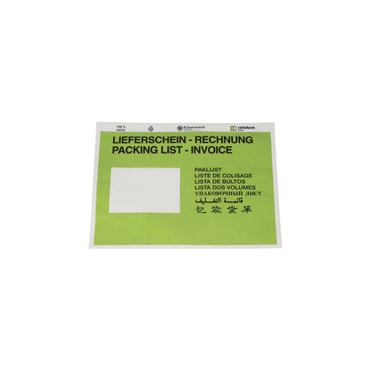 Document pouches made of paper, Packing list / Invoice imprint, pack of 1000, LxW 240 x 175 mm, green.