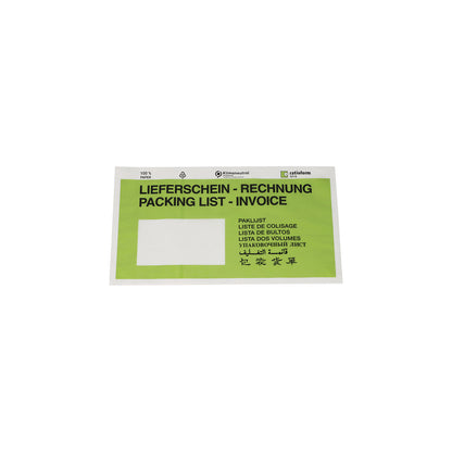 Document pouches made of paper, Packing list / Invoice imprint, pack of 1000, LxW 240 x 131 mm, green.