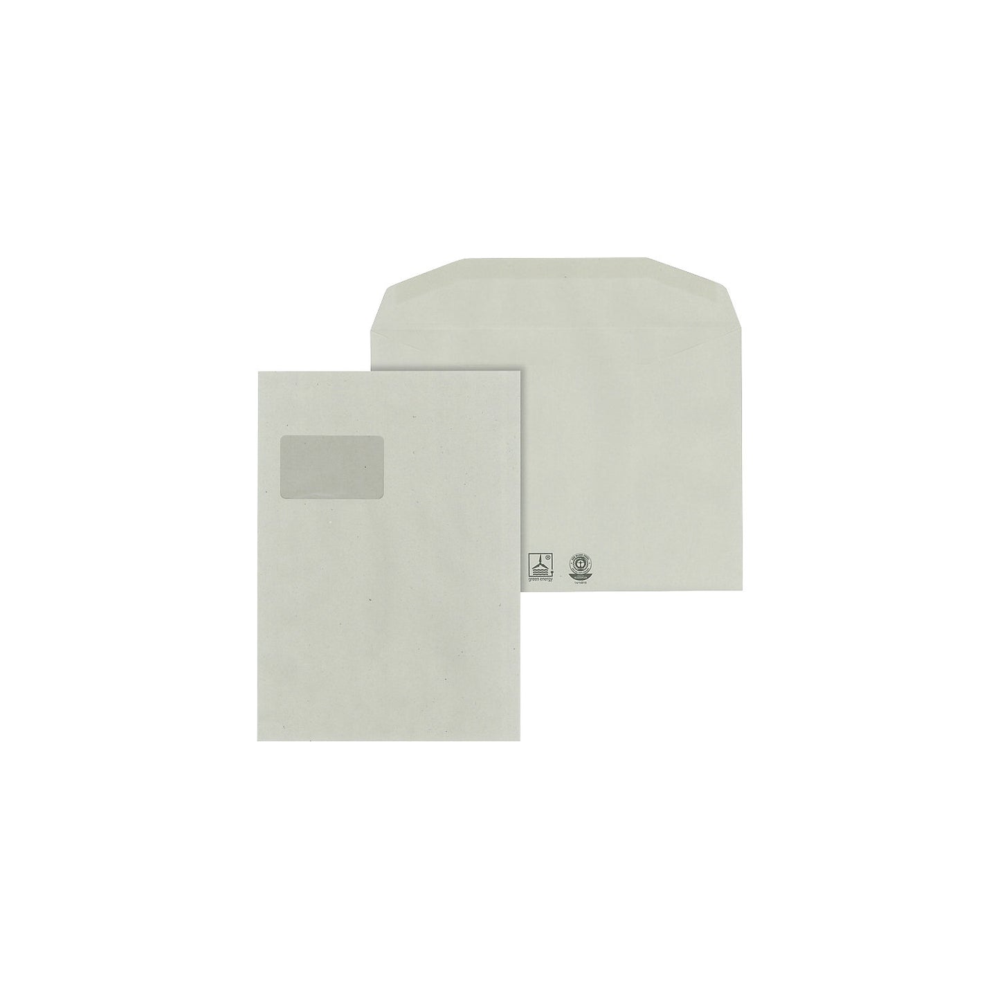 Envelopes, recycled paper, format C4, with window, pack of 500.