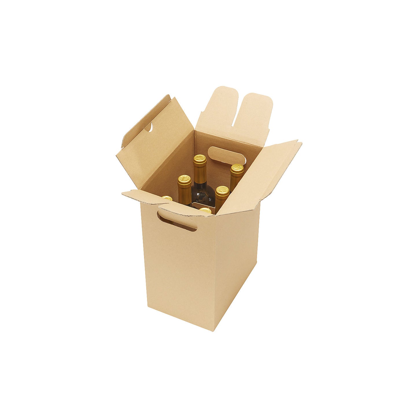 Wine bottle box for 6 bottles, with automatic dividers, with automatic dividers, brown, pack of 20.