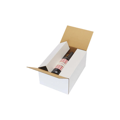 Wine bottle box, horizontal, white, for 6 bottles.