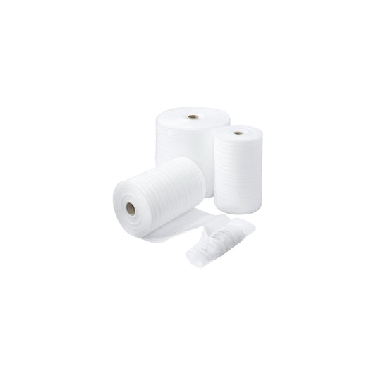 Foam film, perforated, white, material thickness 1 mm, roll length 250 m, roll width 1200 mm.