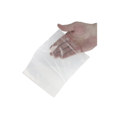 Pressure seal bag, bio LDPE, pack of 1000, LxW 150 x 100 mm.
