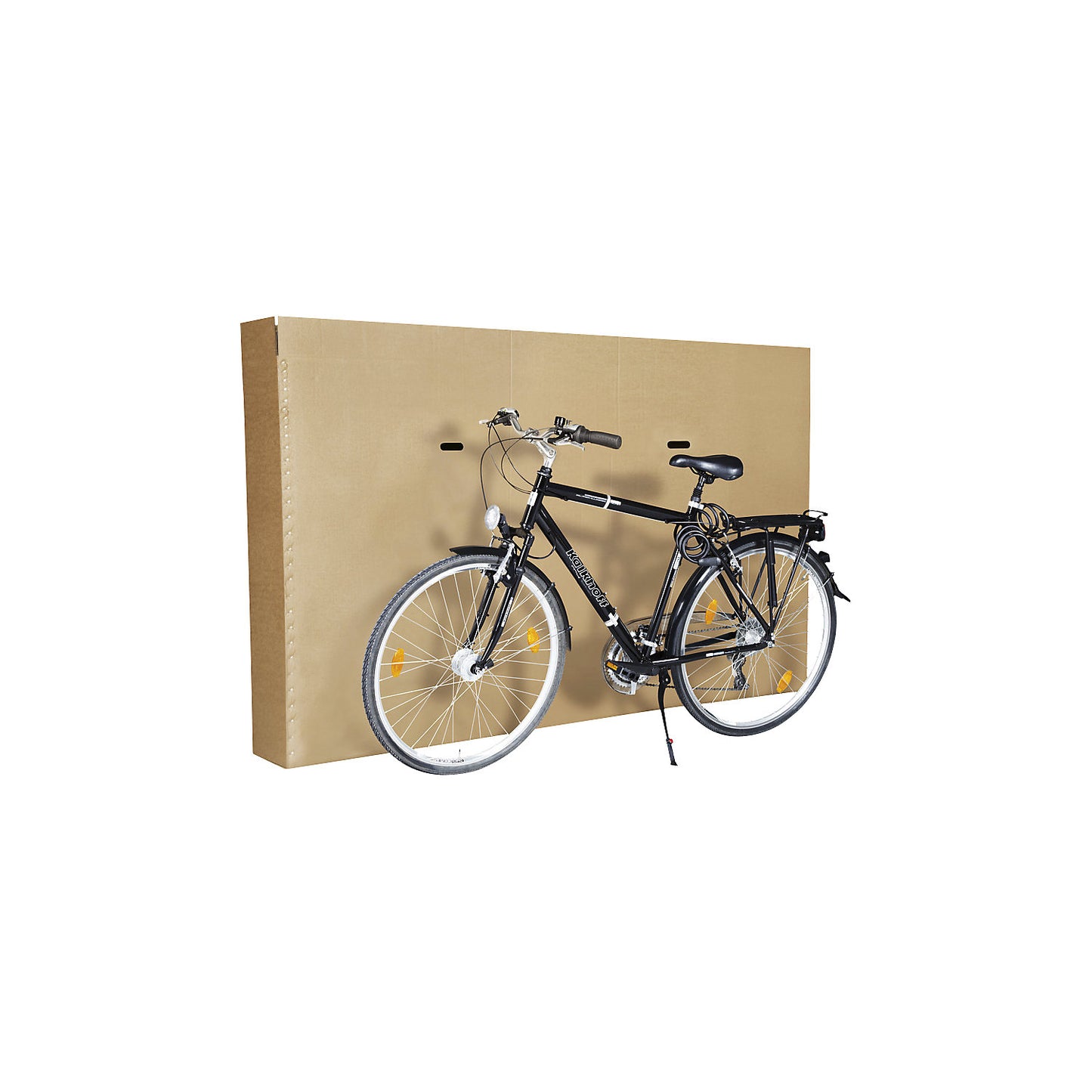 Bicycle box, double fluted, internal dimensions 1900 x 250 x 1200 mm.