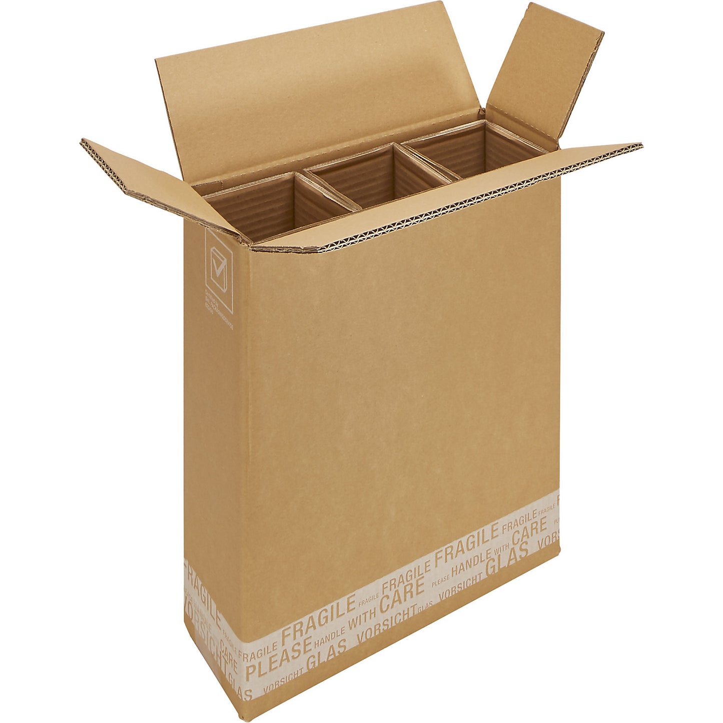 Post/DHL bottle box, with cardboard insert, pack of 10, internal dimensions 305 x 110 x 369 mm, for 3 bottles.