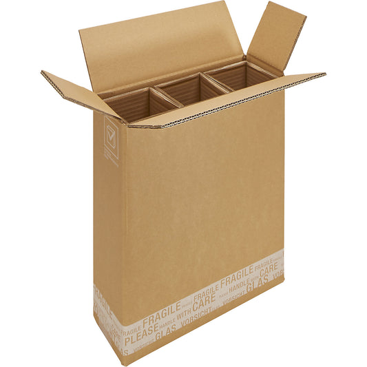 Post/DHL bottle box, with cardboard insert, pack of 10, internal dimensions 305 x 110 x 369 mm, for 3 bottles.