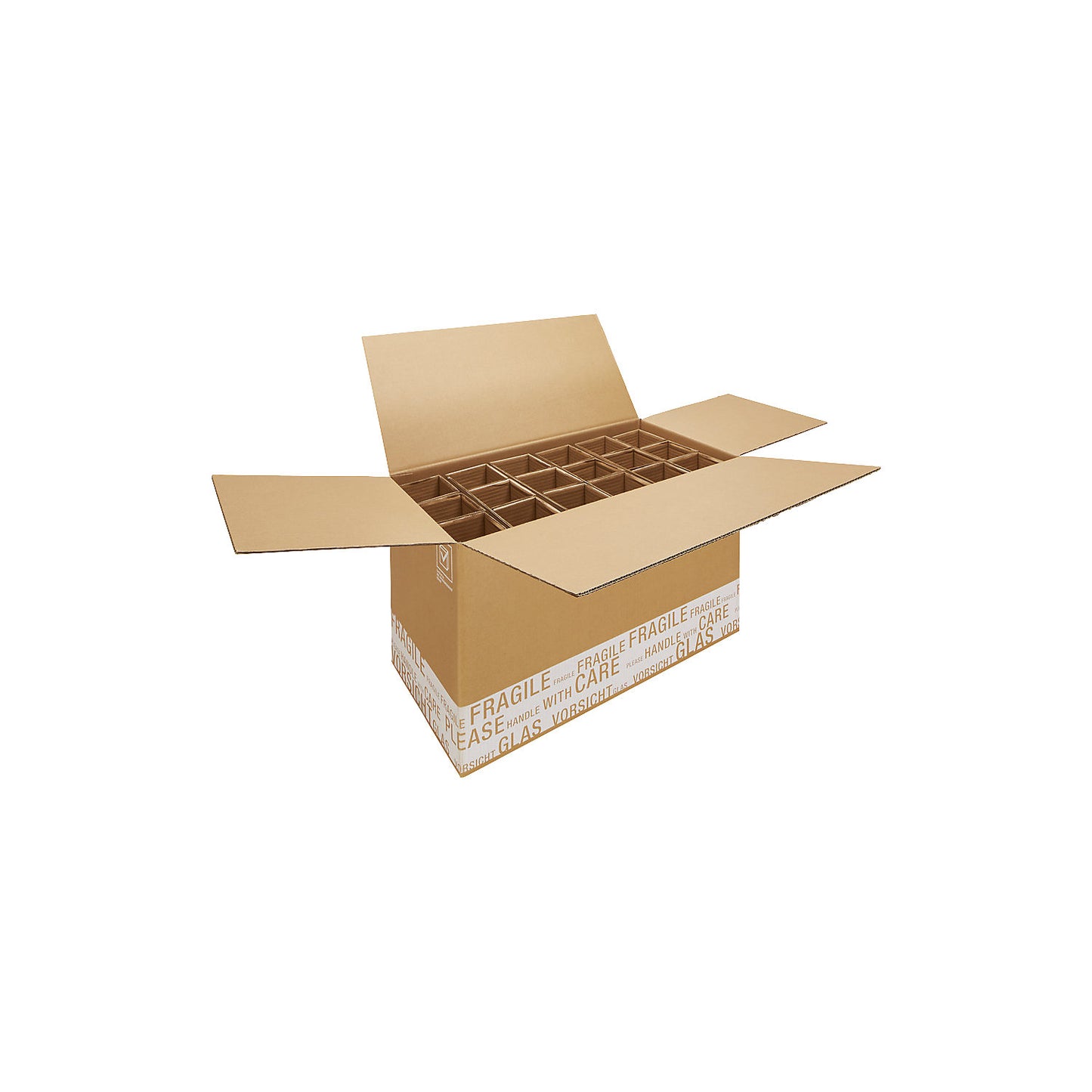 Post/DHL bottle box, with cardboard insert, pack of 10, internal dimensions 640 x 305 x 383 mm, for 18 bottles.