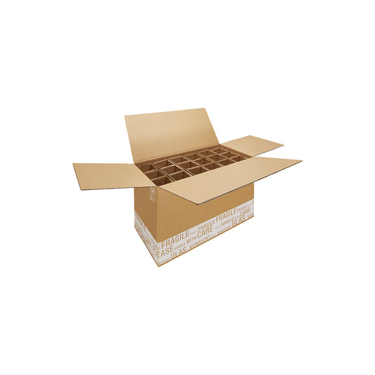 Post/DHL bottle box, with cardboard insert, pack of 10, internal dimensions 640 x 305 x 383 mm, for 18 bottles.