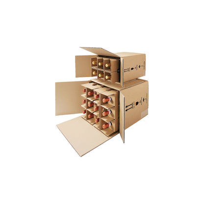 Post/DHL/UPS bottle box, for 0.75 l to 1 l bottles, pack of 20, internal dimensions 134 x 134 x 321 mm, for 1 bottle.