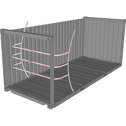 Container lashing system, 4000 daN, 1 vertical strap, 3 horizontal straps, pack of 2.