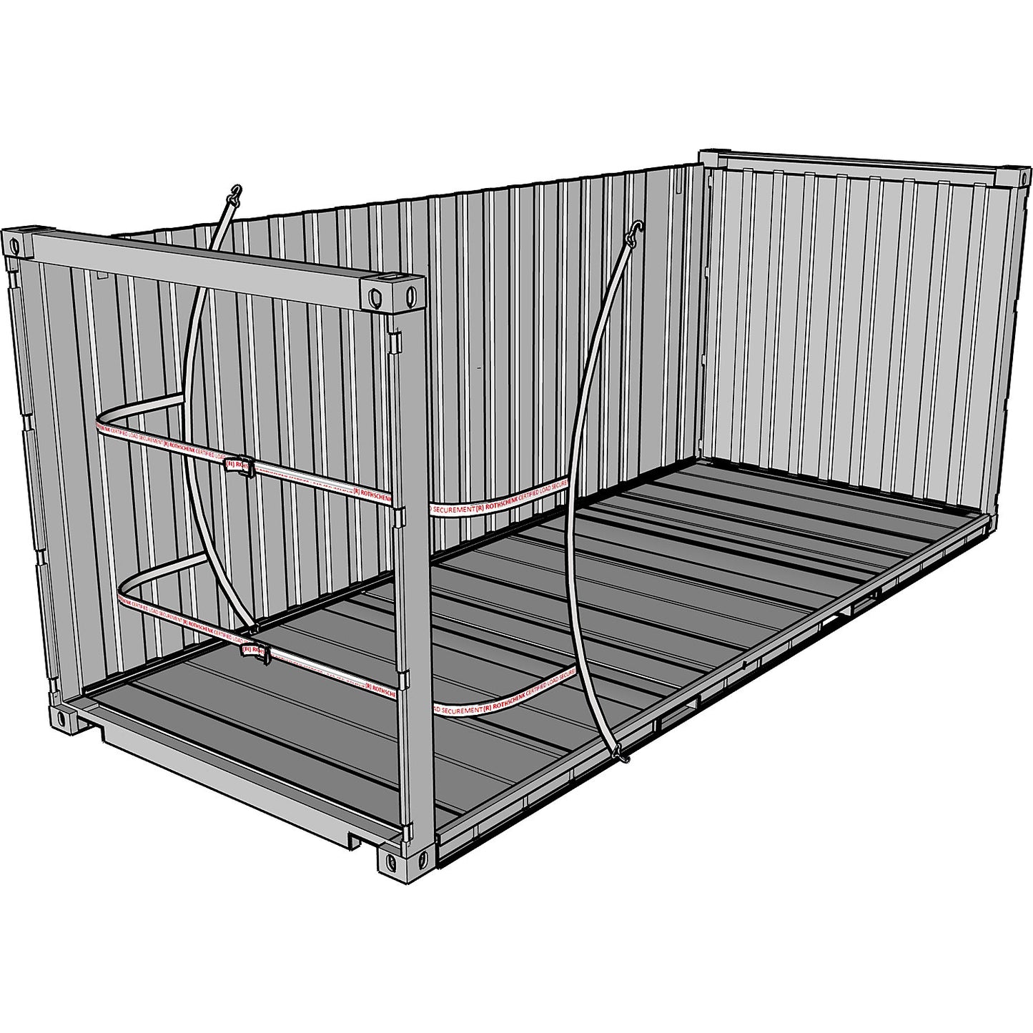 Container lashing system, 4000 daN, 1 vertical strap, 2 horizontal straps, pack of 2.