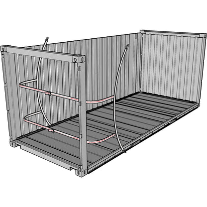 Container lashing system, 4000 daN, 1 vertical strap, 2 horizontal straps, pack of 2.