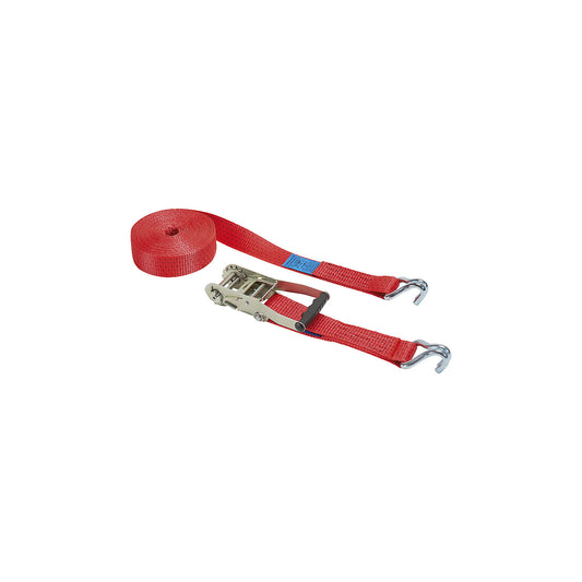 Cargo restraint/tensioning strap set, 2 belts with claw hooks and pressure ratchet, LxW 8 m x 50 mm, 2500/5000 daN, loose end 7.7 m.