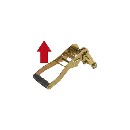 Cargo restraint/tensioning strap set, 2 belts with claw hooks and pressure ratchet, LxW 8 m x 50 mm, 2500/5000 daN, loose end 7.7 m.