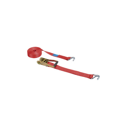 Cargo restraint/tensioning strap set, 2 belts with claw hooks and pressure ratchet, LxW 8 m x 50 mm, 2500/5000 daN, loose end 7.5 m.