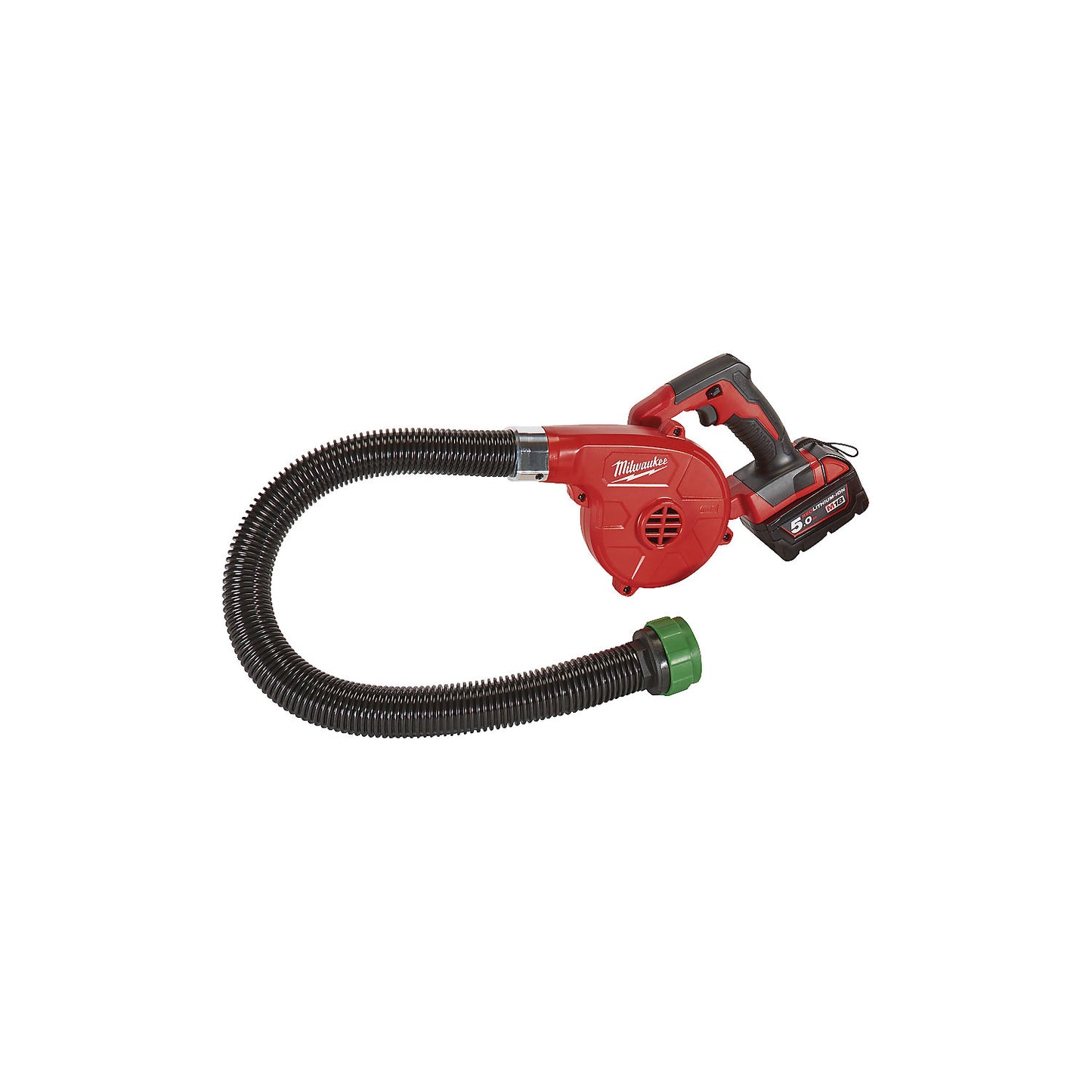 Rechargeable blower, for padding sacks made of plastic, including 2 rechargeable batteries and charger.